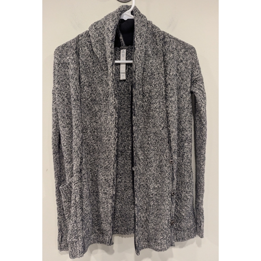 Lululemon Post Practice Knit Cardigan In Ghost Black Size 2